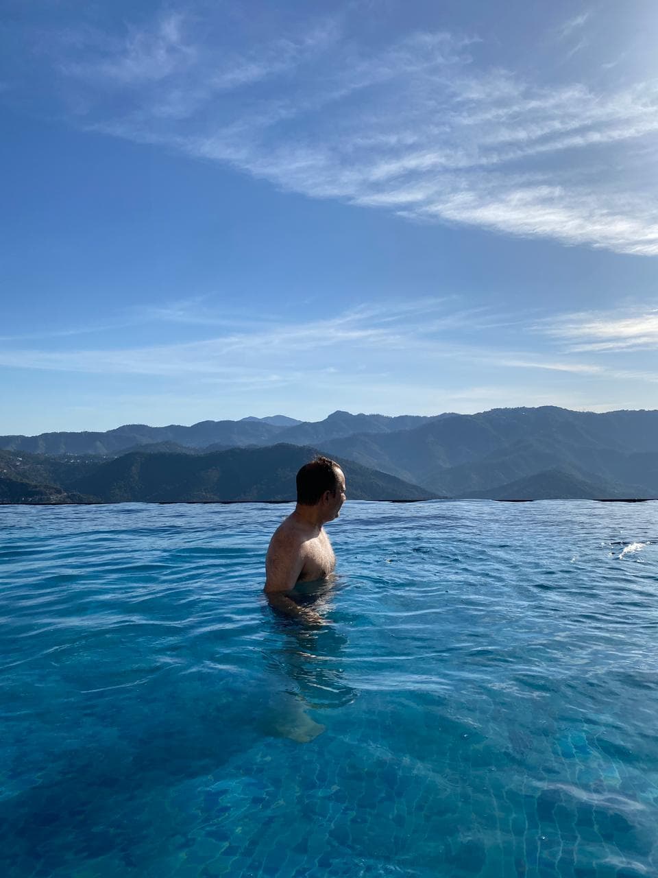 Crystal clear view & water @ infinity pool at Astra Resort and Caffe Kasauli 
